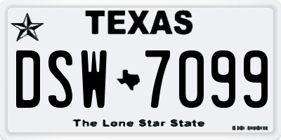 TX license plate DSW7099