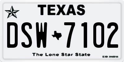 TX license plate DSW7102