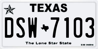 TX license plate DSW7103