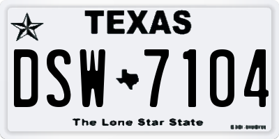TX license plate DSW7104