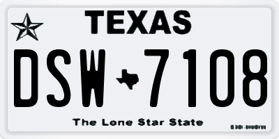 TX license plate DSW7108
