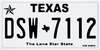 TX license plate DSW7112