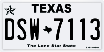 TX license plate DSW7113