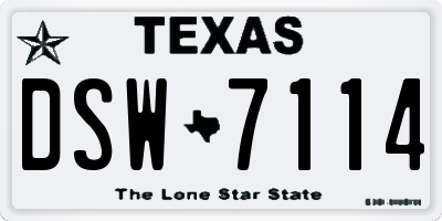 TX license plate DSW7114