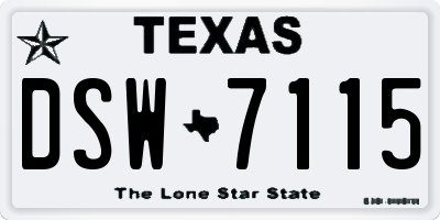 TX license plate DSW7115
