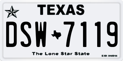 TX license plate DSW7119