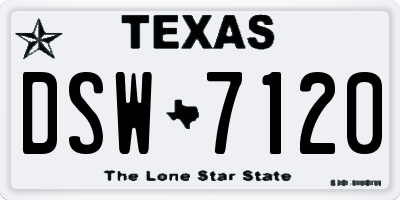 TX license plate DSW7120