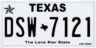 TX license plate DSW7121