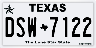 TX license plate DSW7122