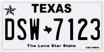TX license plate DSW7123