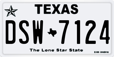 TX license plate DSW7124