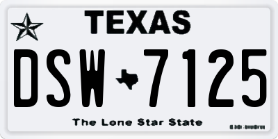 TX license plate DSW7125