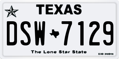 TX license plate DSW7129