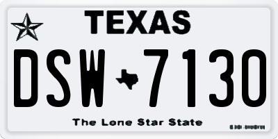 TX license plate DSW7130
