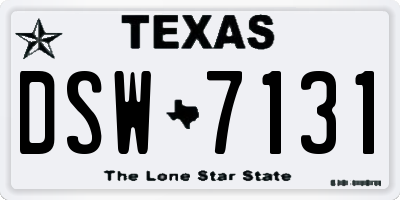 TX license plate DSW7131