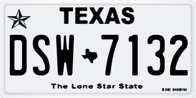 TX license plate DSW7132