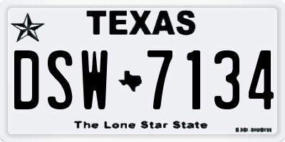 TX license plate DSW7134