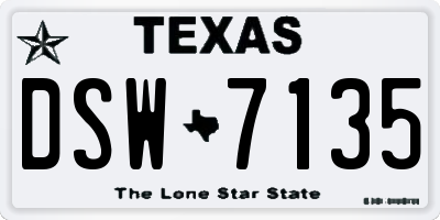 TX license plate DSW7135