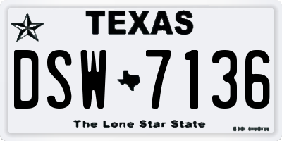 TX license plate DSW7136