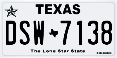 TX license plate DSW7138