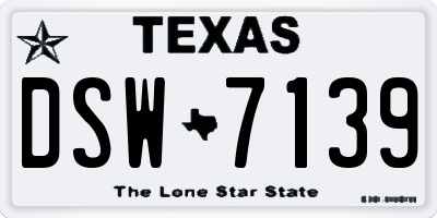 TX license plate DSW7139