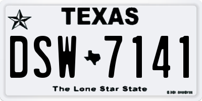 TX license plate DSW7141