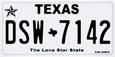 TX license plate DSW7142