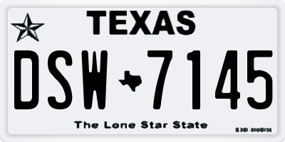 TX license plate DSW7145