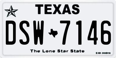 TX license plate DSW7146
