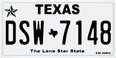TX license plate DSW7148