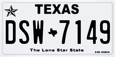 TX license plate DSW7149