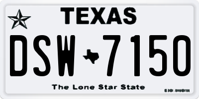 TX license plate DSW7150