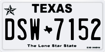 TX license plate DSW7152