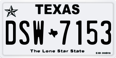 TX license plate DSW7153