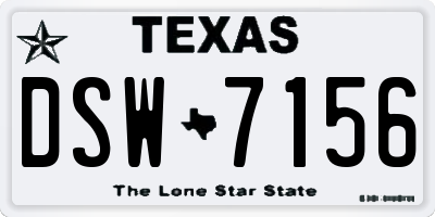 TX license plate DSW7156
