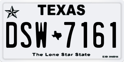 TX license plate DSW7161