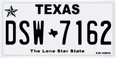 TX license plate DSW7162