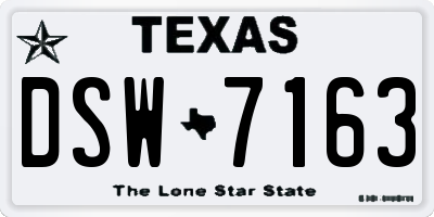 TX license plate DSW7163