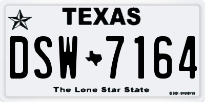 TX license plate DSW7164