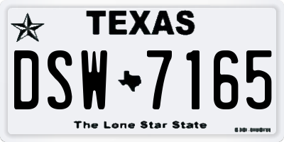 TX license plate DSW7165
