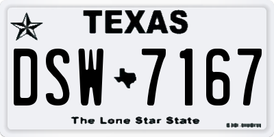 TX license plate DSW7167