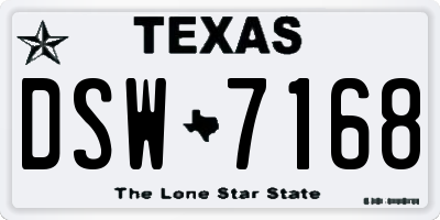 TX license plate DSW7168