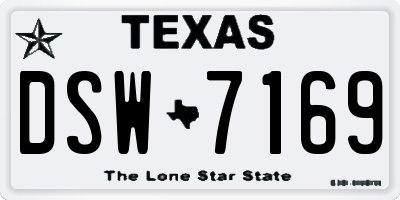 TX license plate DSW7169