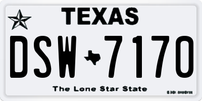 TX license plate DSW7170