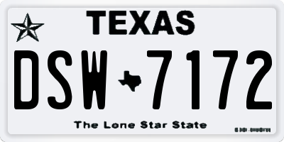 TX license plate DSW7172