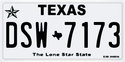 TX license plate DSW7173