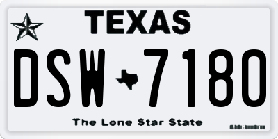 TX license plate DSW7180