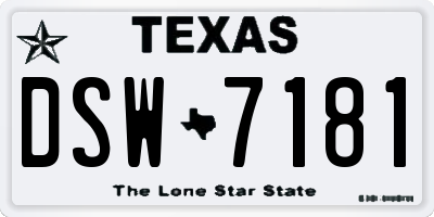 TX license plate DSW7181