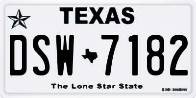 TX license plate DSW7182