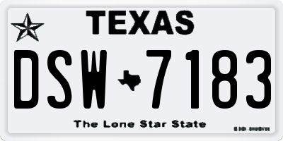 TX license plate DSW7183